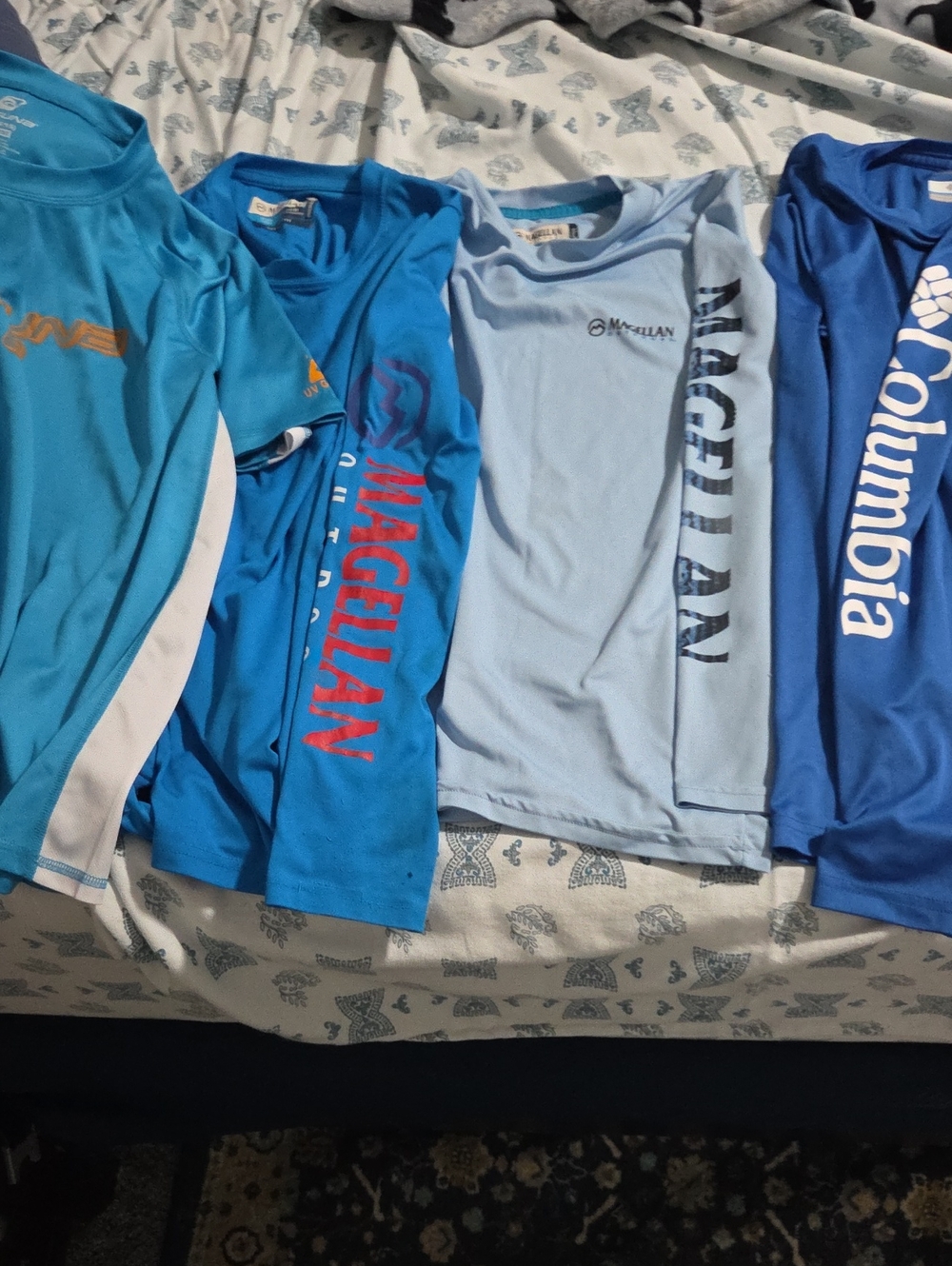 Magellan Outdoors Kids Blue Long-Sleeve Performance Tee Multiple Blues 4 Shirts